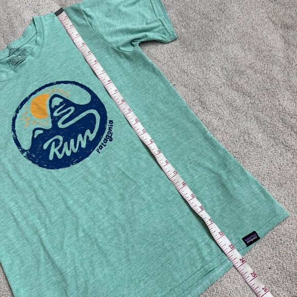 Patagonia Capilene Cool Daily Green "Run" Graphic T-Shirt S 50+ UPF Performance - Picture 7 of 10